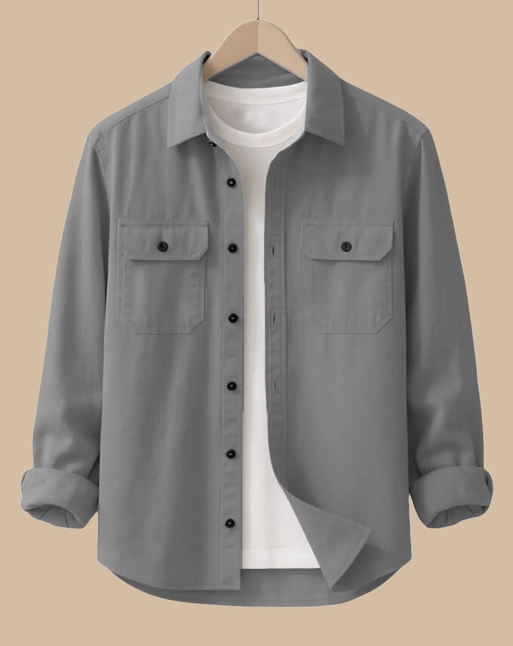 Men’s Stylish Cotton Blend Casual Shirt | Full Sleeve Button-Down Shirt with Dual Flap Pockets | Comfortable Breathable Fabric | Perfect for Casual Office and Outing Wear - Achord Store