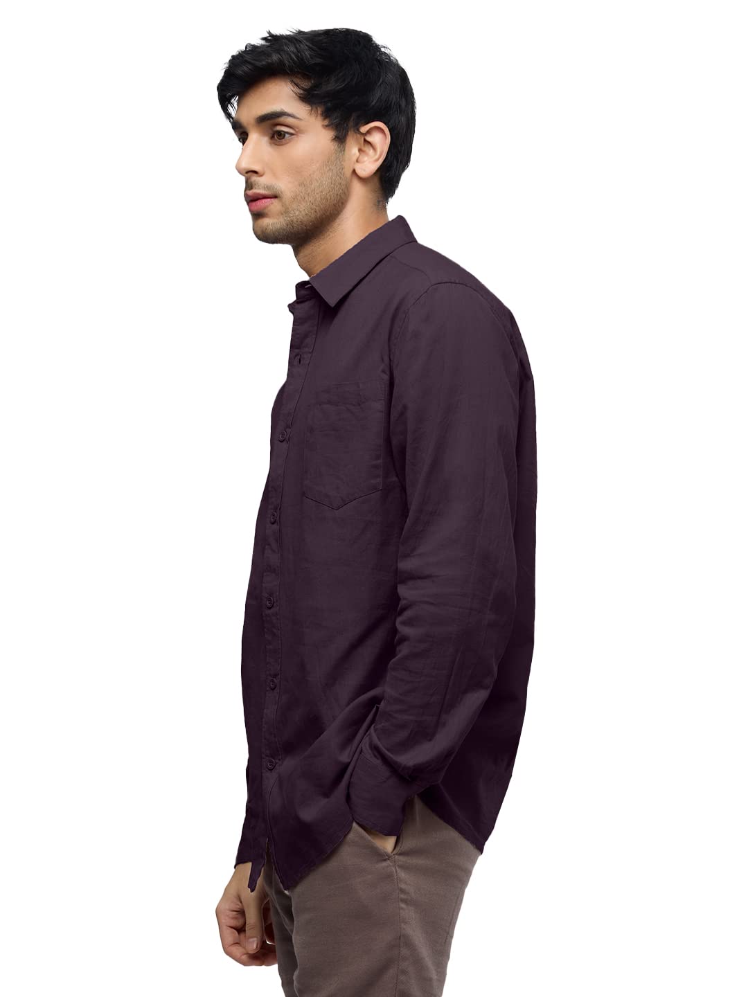 The Souled Store Cotton Linen: Men and Boys Regular Fit Full Sleeve Collared Neck Buttoned Spread Collar Casual Wear Breathable Lightweight Comfortable Easy to Style Office Wear Cotton Linen Shirts