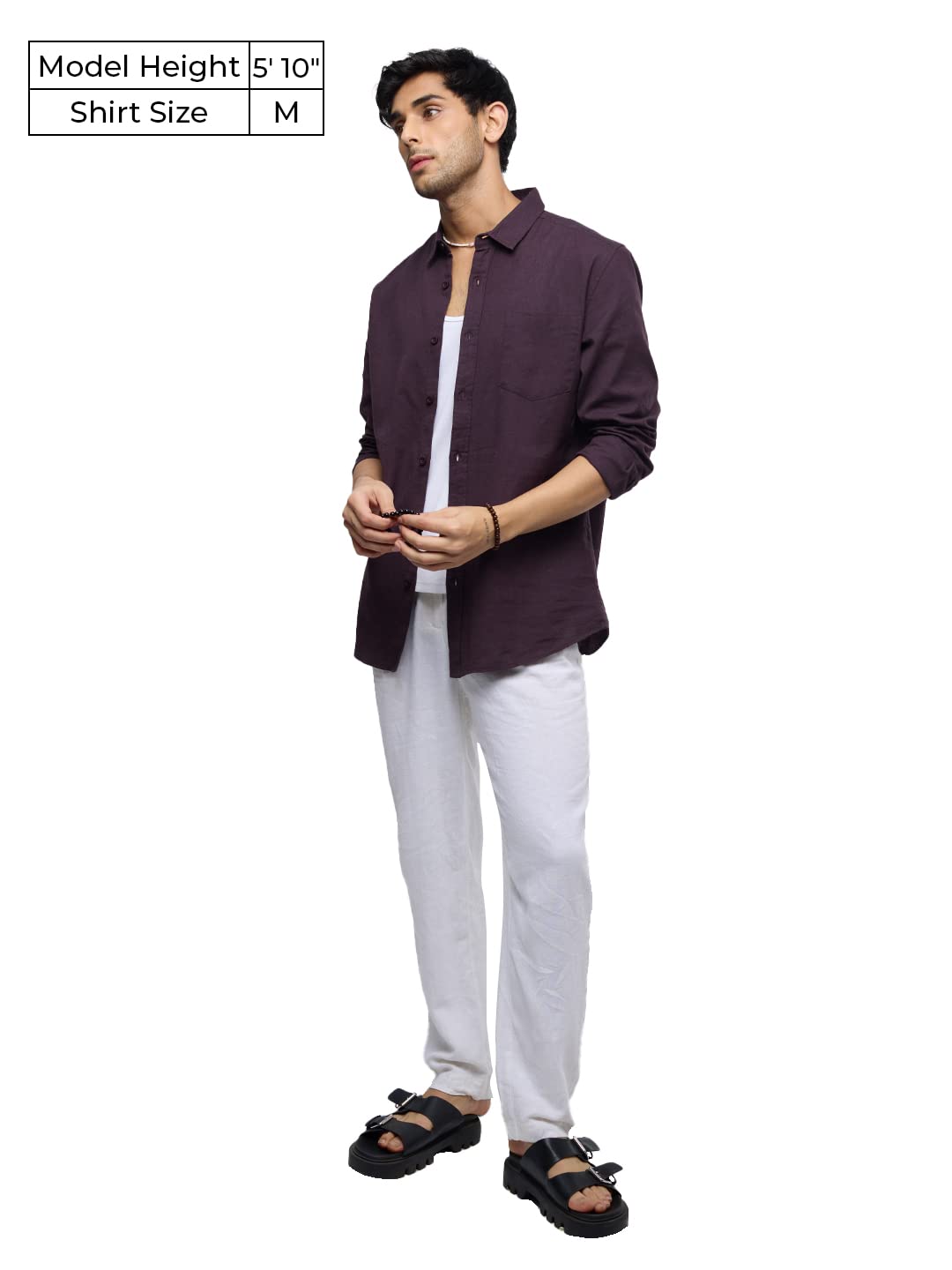 The Souled Store Cotton Linen: Men and Boys Regular Fit Full Sleeve Collared Neck Buttoned Spread Collar Casual Wear Breathable Lightweight Comfortable Easy to Style Office Wear Cotton Linen Shirts