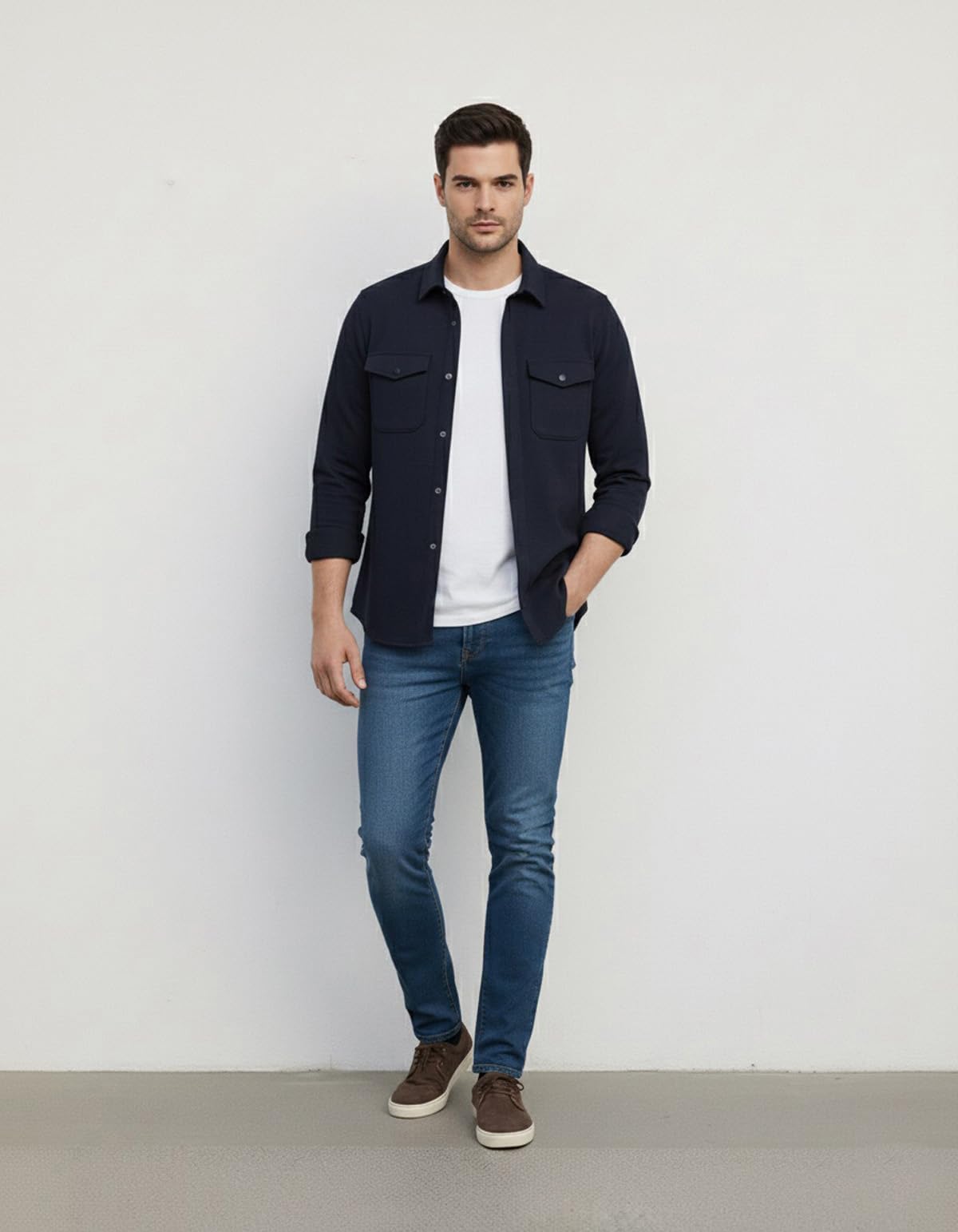 Men’s Stylish Cotton Blend Casual Shirt | Full Sleeve Button-Down Shirt with Dual Flap Pockets | Comfortable Breathable Fabric | Perfect for Casual Office and Outing Wear - Achord Store