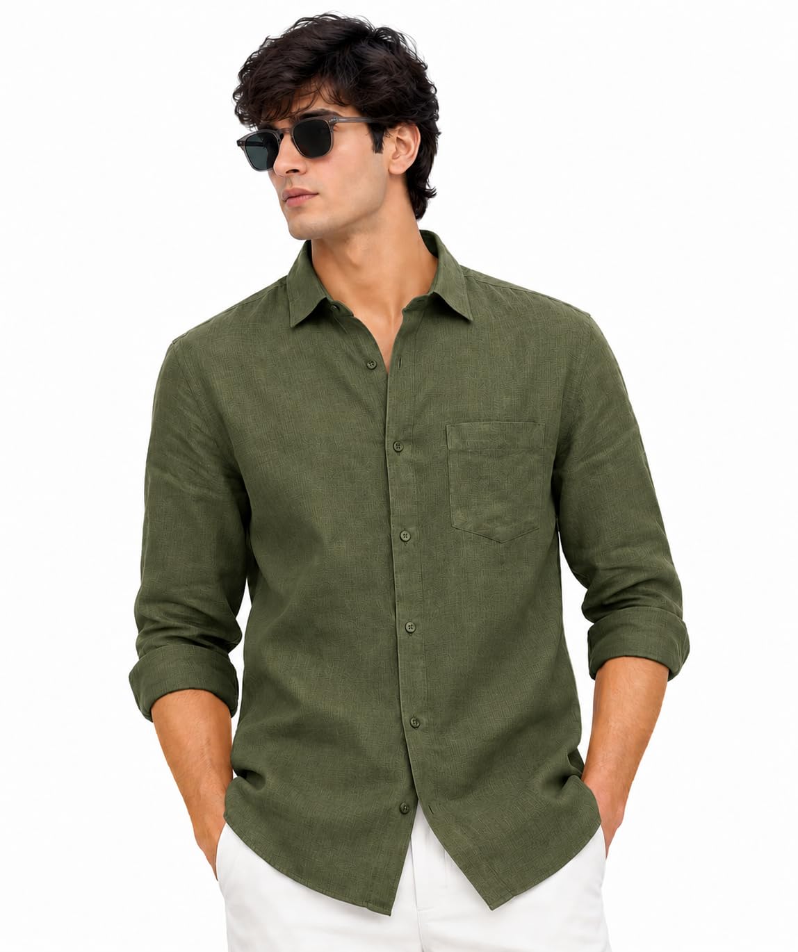 Men's Solid Linen Casual Shirt | Regular Fit | Breathable | Full Sleeve - Achord Store