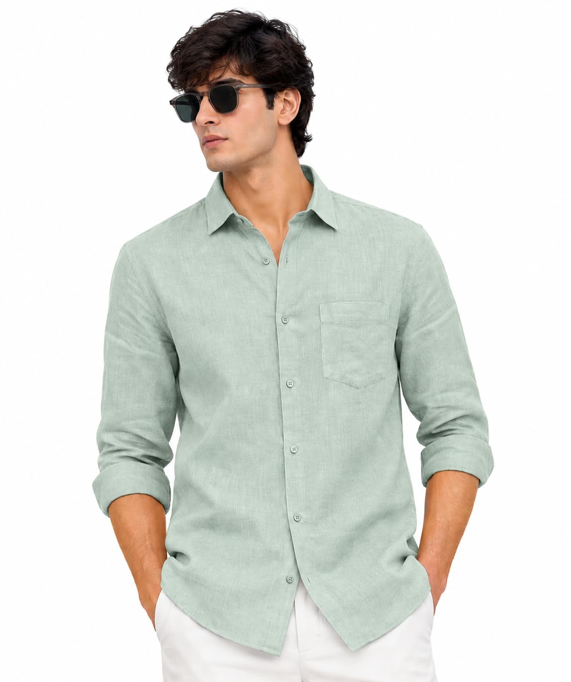 Men's Solid Linen Casual Shirt | Regular Fit | Breathable | Full Sleeve - Achord Store