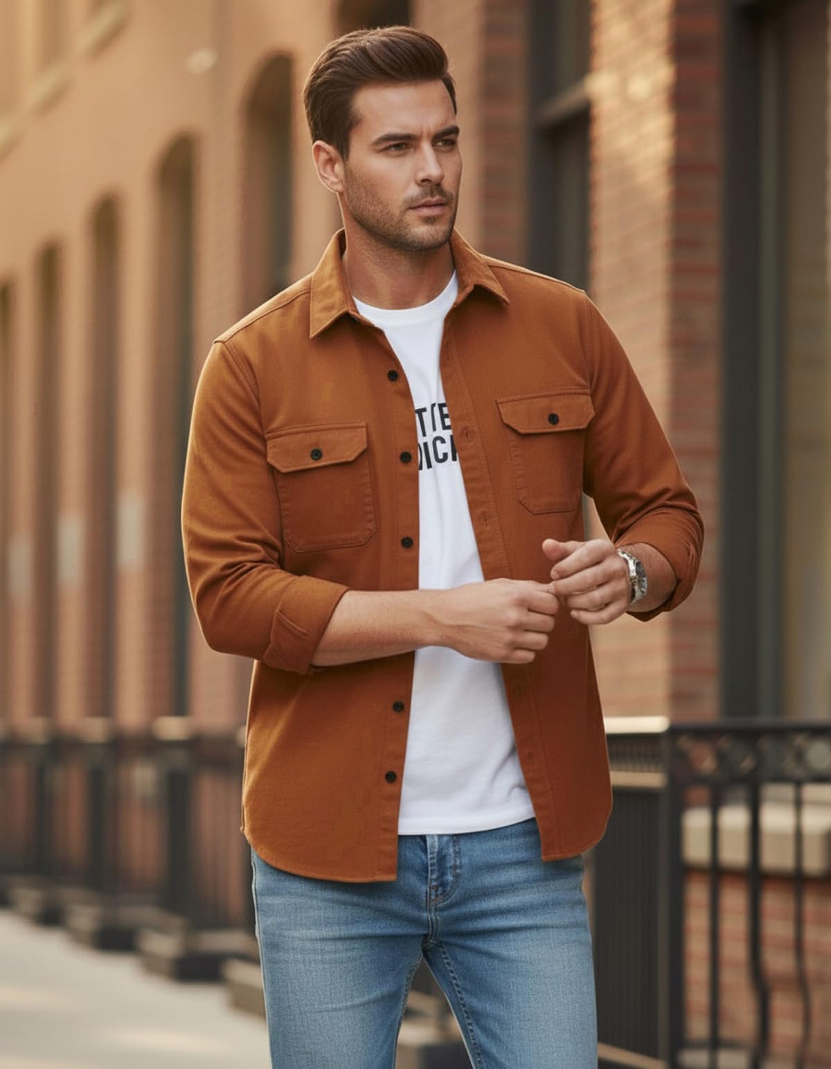Men’s Stylish Cotton Blend Casual Shirt | Full Sleeve Button-Down Shirt with Dual Flap Pockets | Comfortable Breathable Fabric | Perfect for Casual Office and Outing Wear - Achord Store