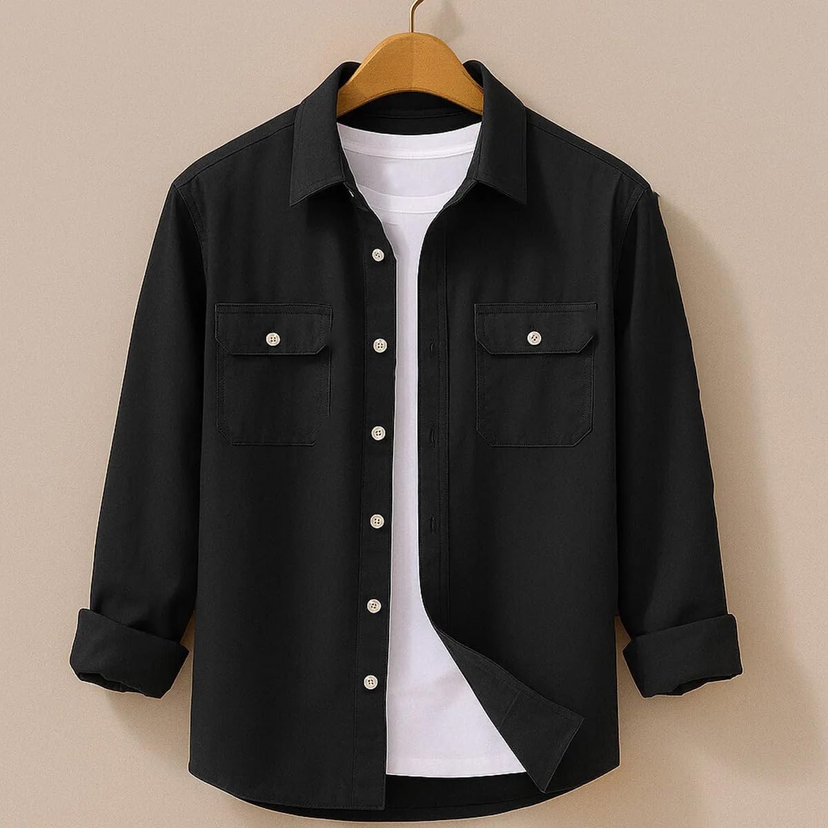 Men’s Stylish Cotton Blend Casual Shirt | Full Sleeve Button-Down Shirt with Dual Flap Pockets | Comfortable Breathable Fabric | Perfect for Casual Office and Outing Wear - Achord Store