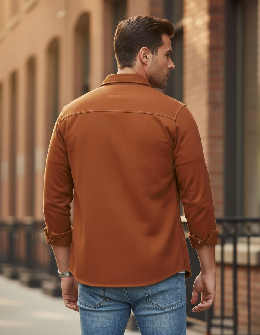 Men’s Stylish Cotton Blend Casual Shirt | Full Sleeve Button-Down Shirt with Dual Flap Pockets | Comfortable Breathable Fabric | Perfect for Casual Office and Outing Wear - Achord Store