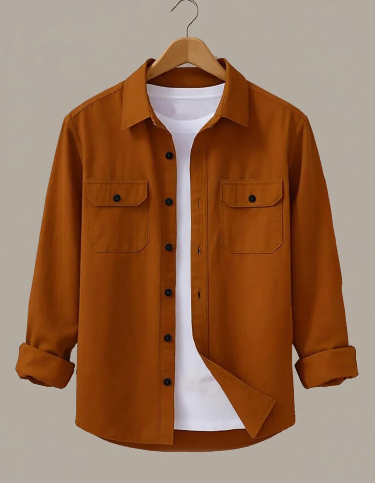 Men’s Stylish Cotton Blend Casual Shirt | Full Sleeve Button-Down Shirt with Dual Flap Pockets | Comfortable Breathable Fabric | Perfect for Casual Office and Outing Wear - Achord Store
