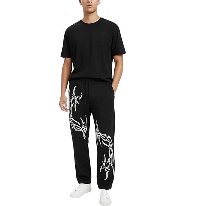 Men's Baggy Track Pants,for Men - Tribal Print Oversized Fit Baggy Streetwear Gym Wear with Elastic Waist - Relaxed Fit