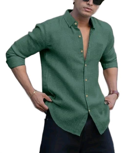 Men's Shirt Regular Fit Solid Pattern Linen Cotton with Long Sleeve Collared Neck Standard Length and Button Down Closure Type | Mens Casual Shirts | Man's Formal Shirts - Achord Store