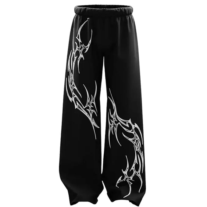 Men's Baggy Track Pants,for Men - Tribal Print Oversized Fit Baggy Streetwear Gym Wear with Elastic Waist - Relaxed Fit