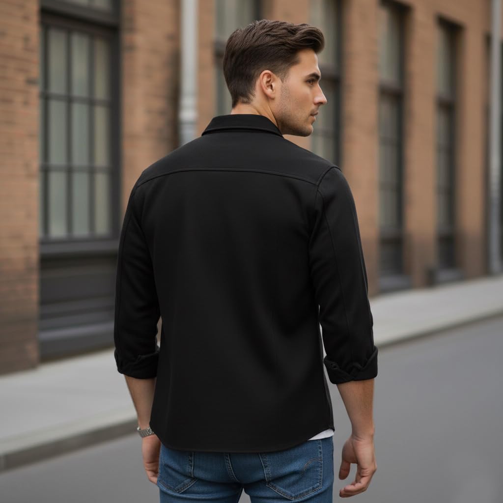 Men’s Stylish Cotton Blend Casual Shirt | Full Sleeve Button-Down Shirt with Dual Flap Pockets | Comfortable Breathable Fabric | Perfect for Casual Office and Outing Wear - Achord Store