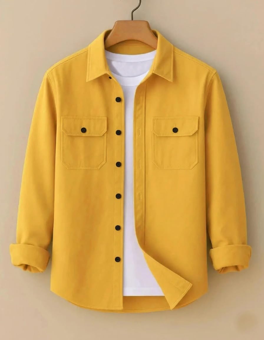 Men’s Stylish Cotton Blend Casual Shirt | Full Sleeve Button-Down Shirt with Dual Flap Pockets | Comfortable Breathable Fabric | Perfect for Casual Office and Outing Wear - Achord Store