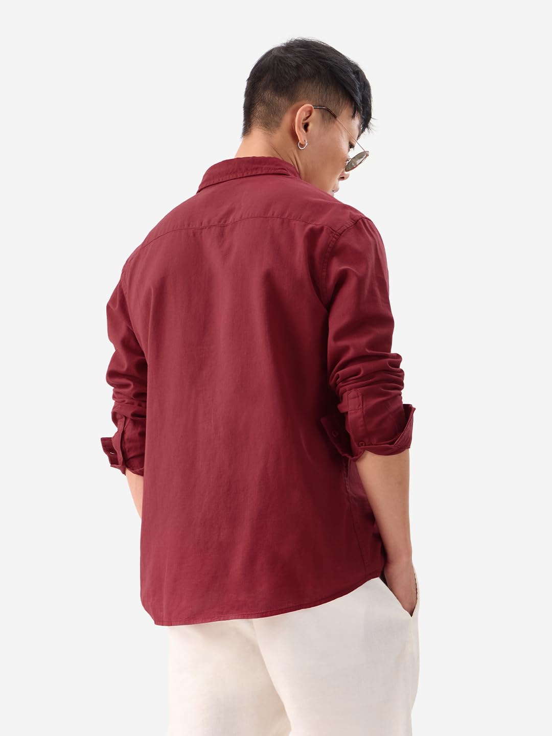 The Souled Store Cotton Linen: Men and Boys Regular Fit Full Sleeve Collared Neck Buttoned Spread Collar Casual Wear Breathable Lightweight Comfortable Easy to Style Office Wear Cotton Linen Shirts