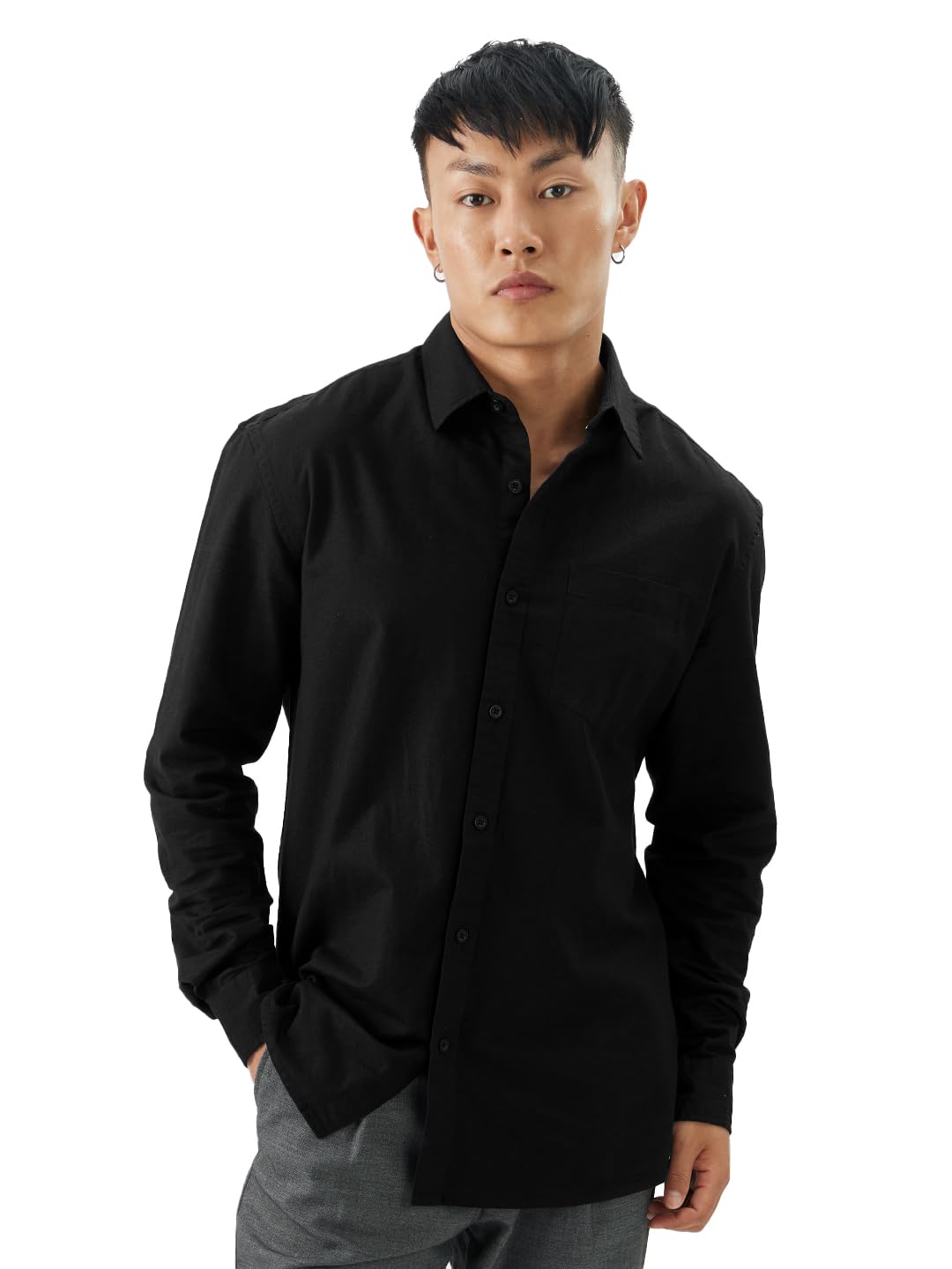The Souled Store Cotton Linen: Men and Boys Regular Fit Full Sleeve Collared Neck Buttoned Spread Collar Casual Wear Breathable Lightweight Comfortable Easy to Style Office Wear Cotton Linen Shirts