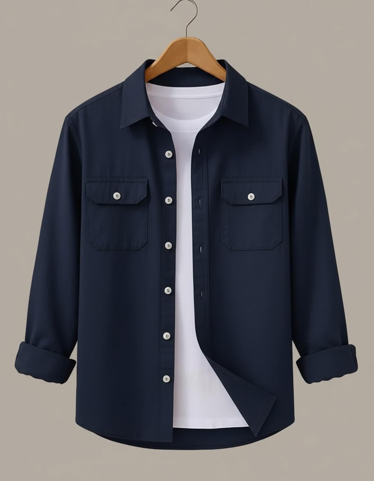 Men’s Stylish Cotton Blend Casual Shirt | Full Sleeve Button-Down Shirt with Dual Flap Pockets | Comfortable Breathable Fabric | Perfect for Casual Office and Outing Wear - Achord Store