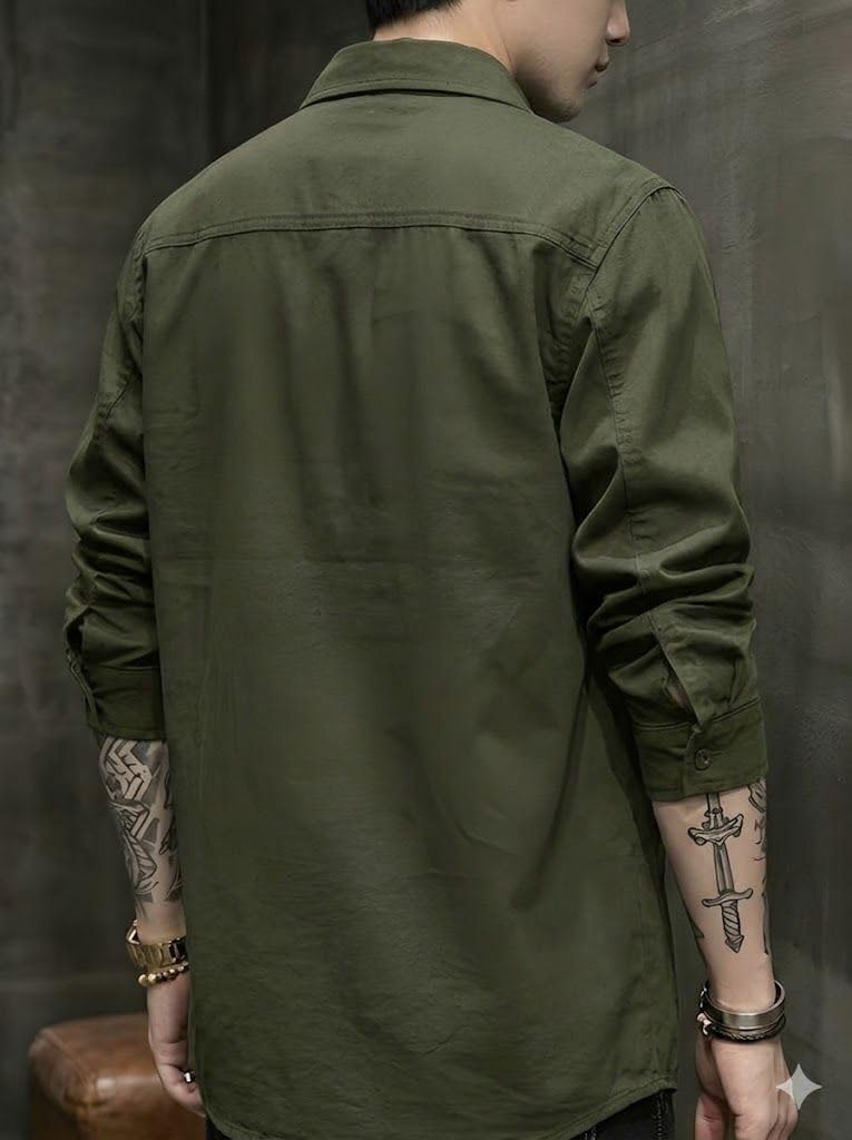 SMOWKLY Men’s Casual Shirt Jacket for Men | Lightweight 100% Cotton Overshirt | Full Sleeve Utility Shacket with Pockets | Stylish for Everyday Wear | Full Sleeve Button Down Shirt