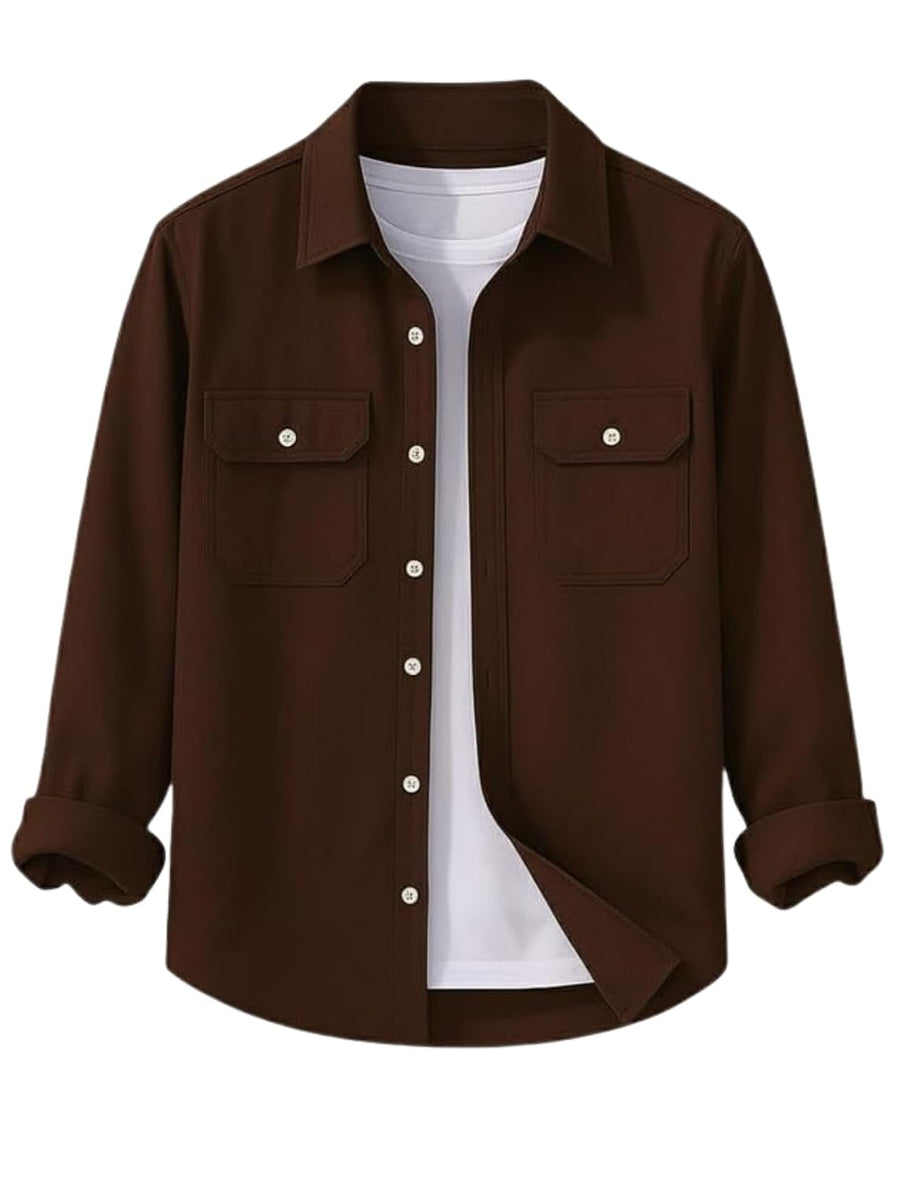 Men’s Stylish Cotton Blend Casual Shirt || Full Sleeve Button-Down Shirt with Dual Flap Pockets || Comfortable Breathable Fabric || Perfect for Casual Office and Outing Wear