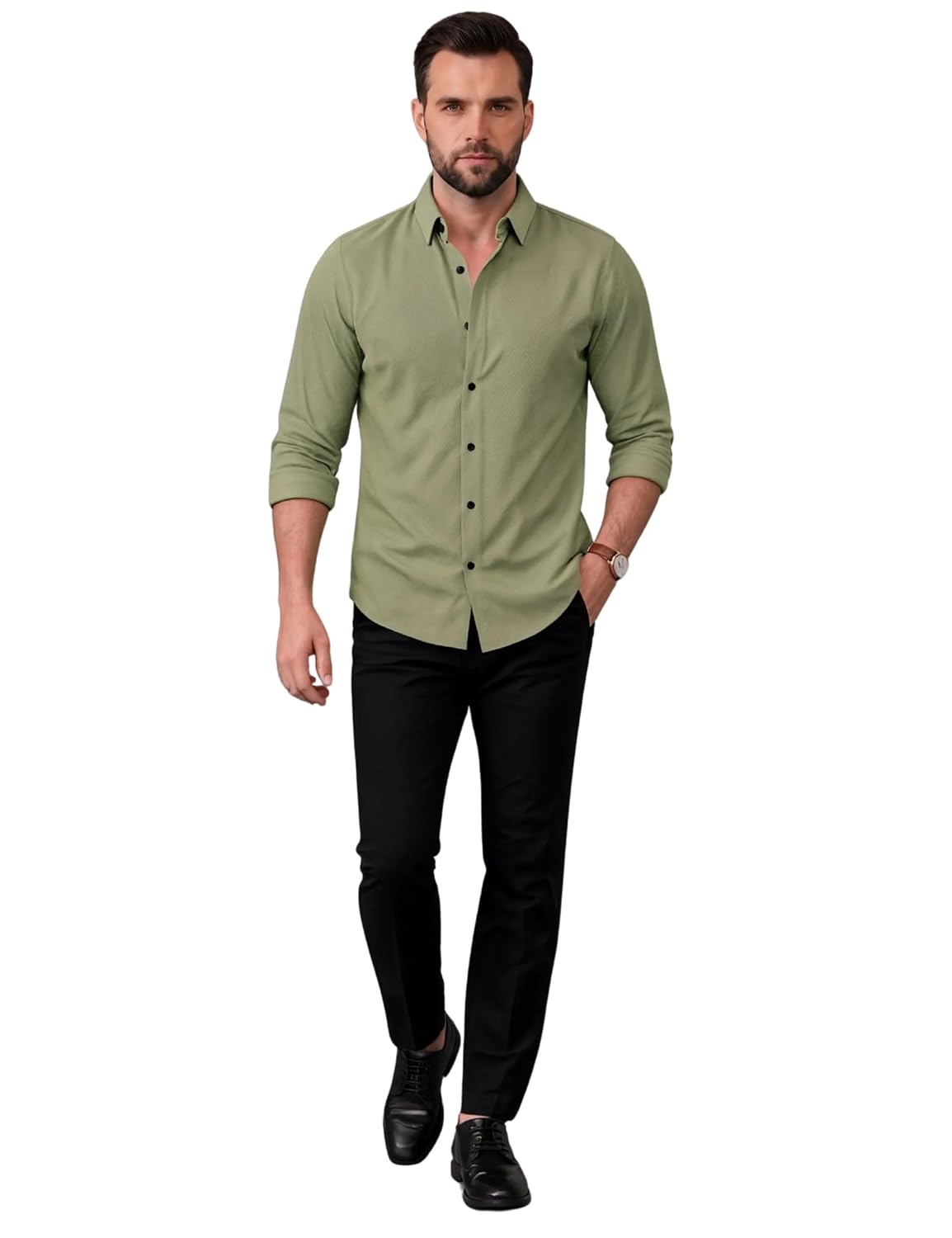 Men's Shirt Regular Fit Solid Pattern Linen Cotton with Long Sleeve Collared Neck Standard Length and Button Down Closure Type | Mens Casual Shirts | Man's Formal Shirts - Achord Store