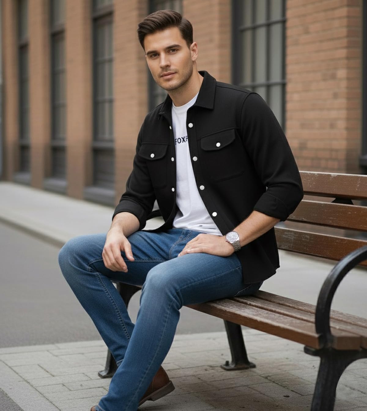 Men’s Stylish Cotton Blend Casual Shirt | Full Sleeve Button-Down Shirt with Dual Flap Pockets | Comfortable Breathable Fabric | Perfect for Casual Office and Outing Wear - Achord Store