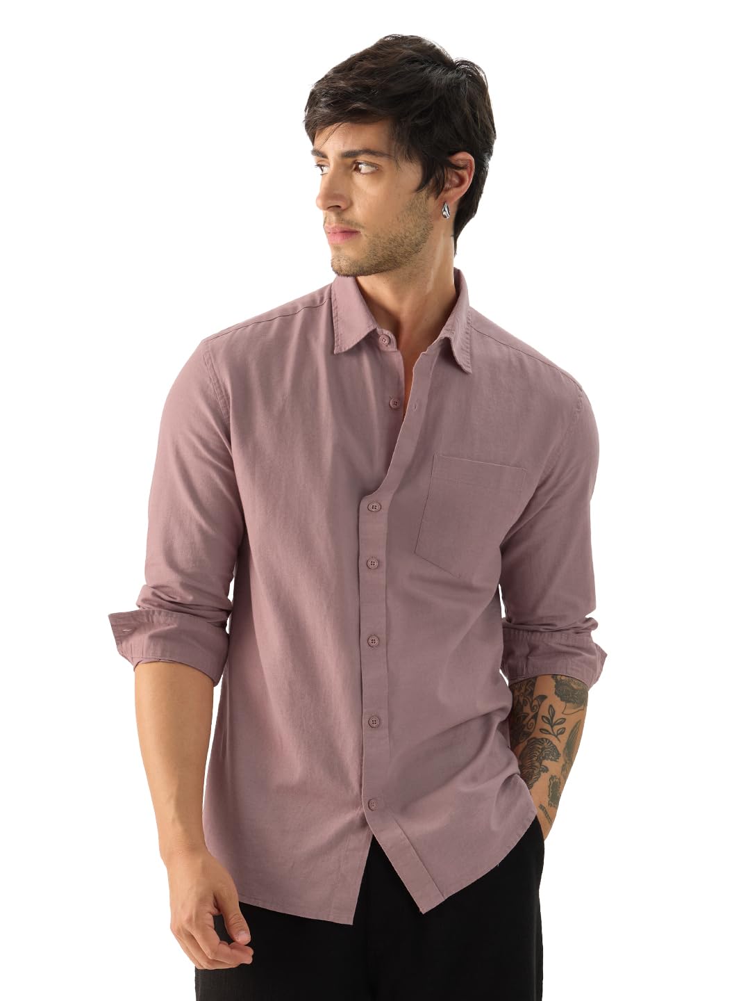 The Souled Store Cotton Linen: Men and Boys Regular Fit Full Sleeve Collared Neck Buttoned Spread Collar Casual Wear Breathable Lightweight Comfortable Easy to Style Office Wear Cotton Linen Shirts