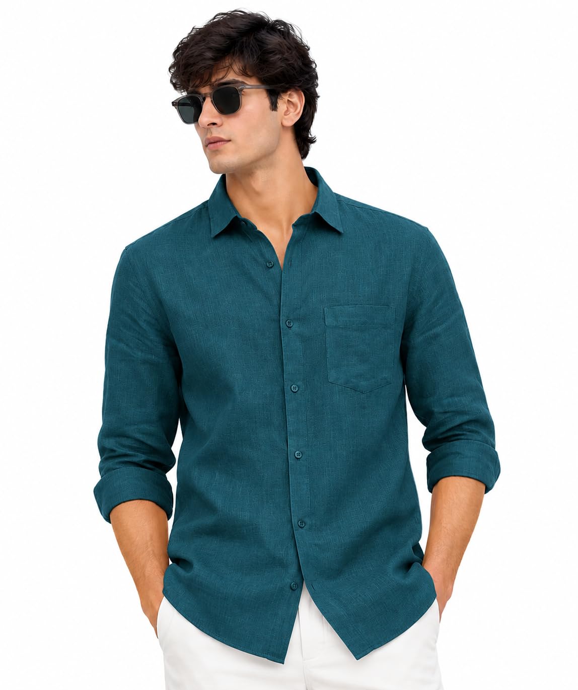 Men's Solid Linen Casual Shirt | Regular Fit | Breathable | Full Sleeve - Achord Store