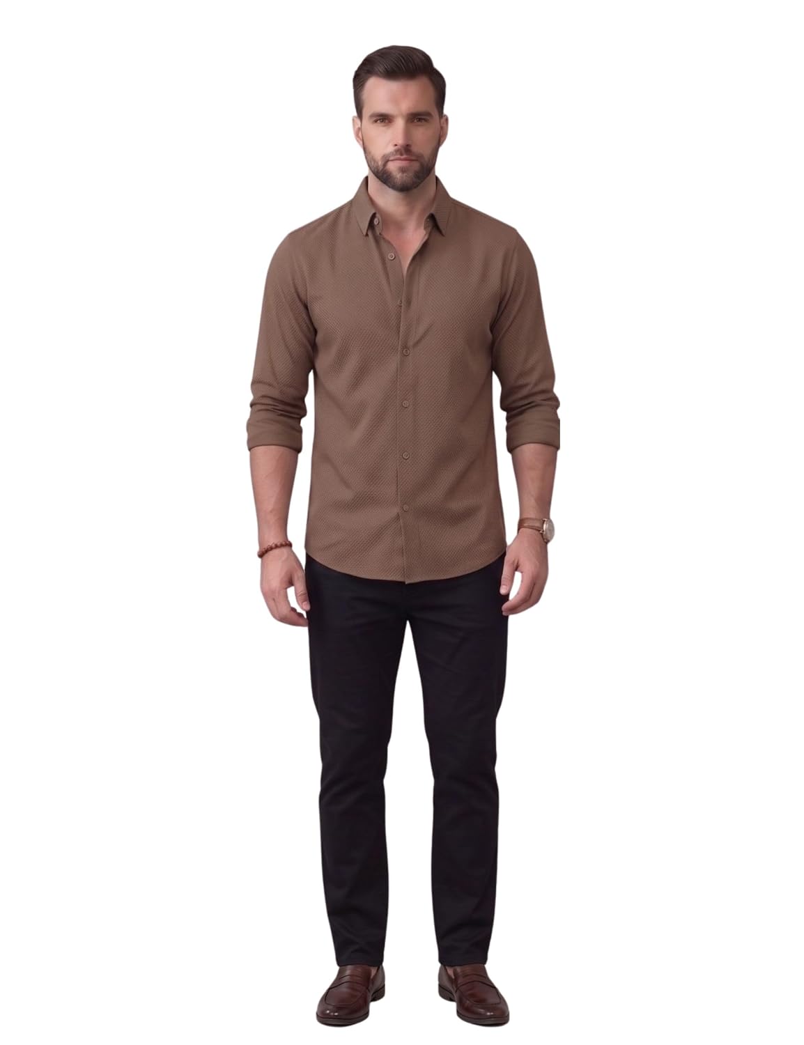 Men's Shirt Regular Fit Solid Pattern Linen Cotton with Long Sleeve Collared Neck Standard Length and Button Down Closure Type | Mens Casual Shirts | Man's Formal Shirts - Achord Store