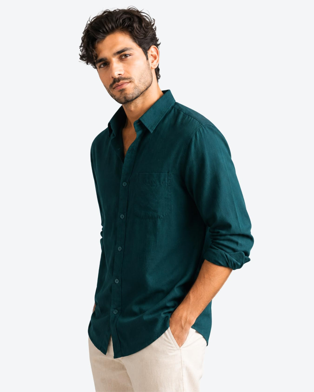 Men's Solid Linen Casual Shirt | Regular Fit | Breathable | Full Sleeve - Achord Store