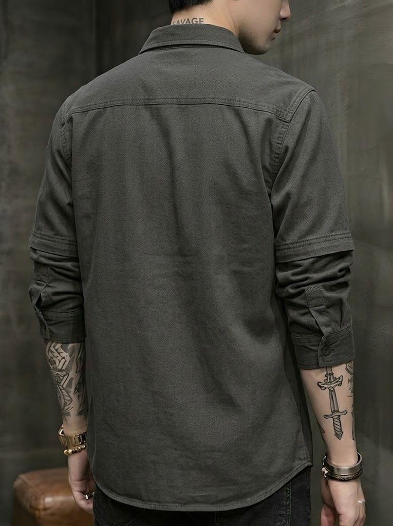SMOWKLY Men’s Casual Shirt Jacket for Men | Lightweight 100% Cotton Overshirt | Full Sleeve Utility Shacket with Pockets | Stylish for Everyday Wear | Full Sleeve Button Down Shirt