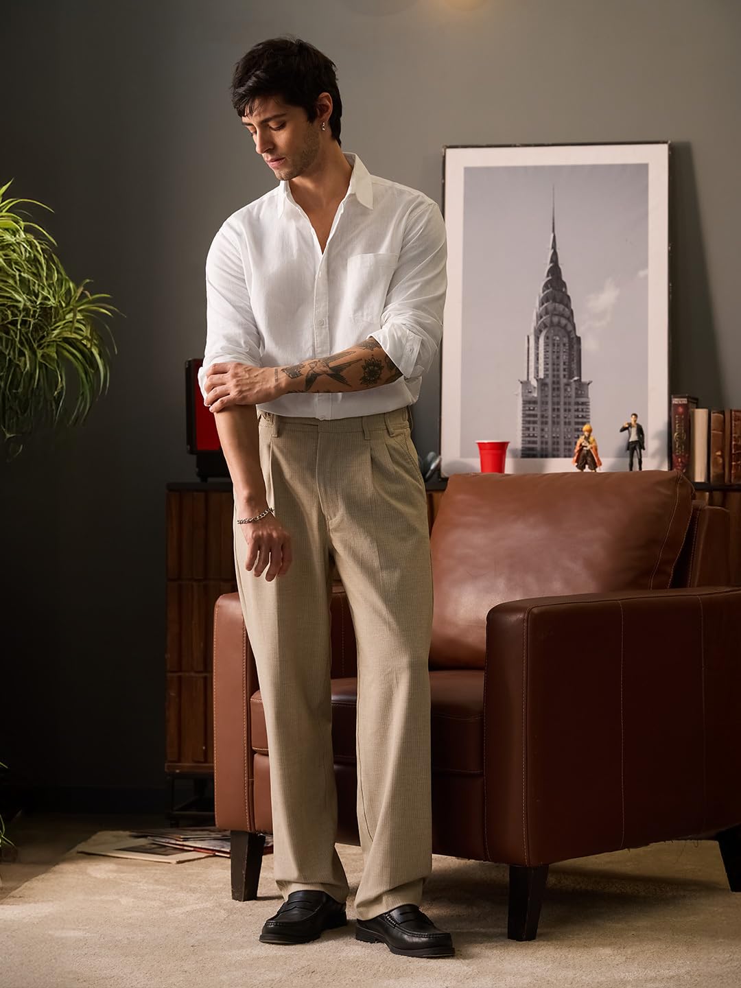 The Souled Store Cotton Linen: Men and Boys Regular Fit Full Sleeve Collared Neck Buttoned Spread Collar Casual Wear Breathable Lightweight Comfortable Easy to Style Office Wear Cotton Linen Shirts