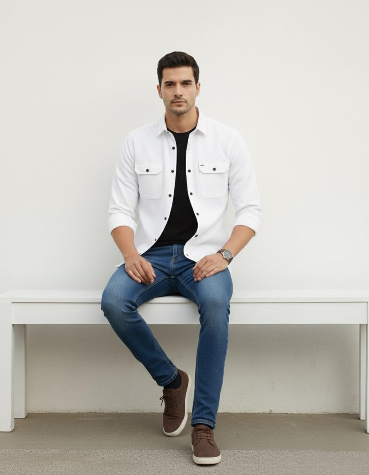 Men’s Stylish Cotton Blend Casual Shirt | Full Sleeve Button-Down Shirt with Dual Flap Pockets | Comfortable Breathable Fabric | Perfect for Casual Office and Outing Wear - Achord Store