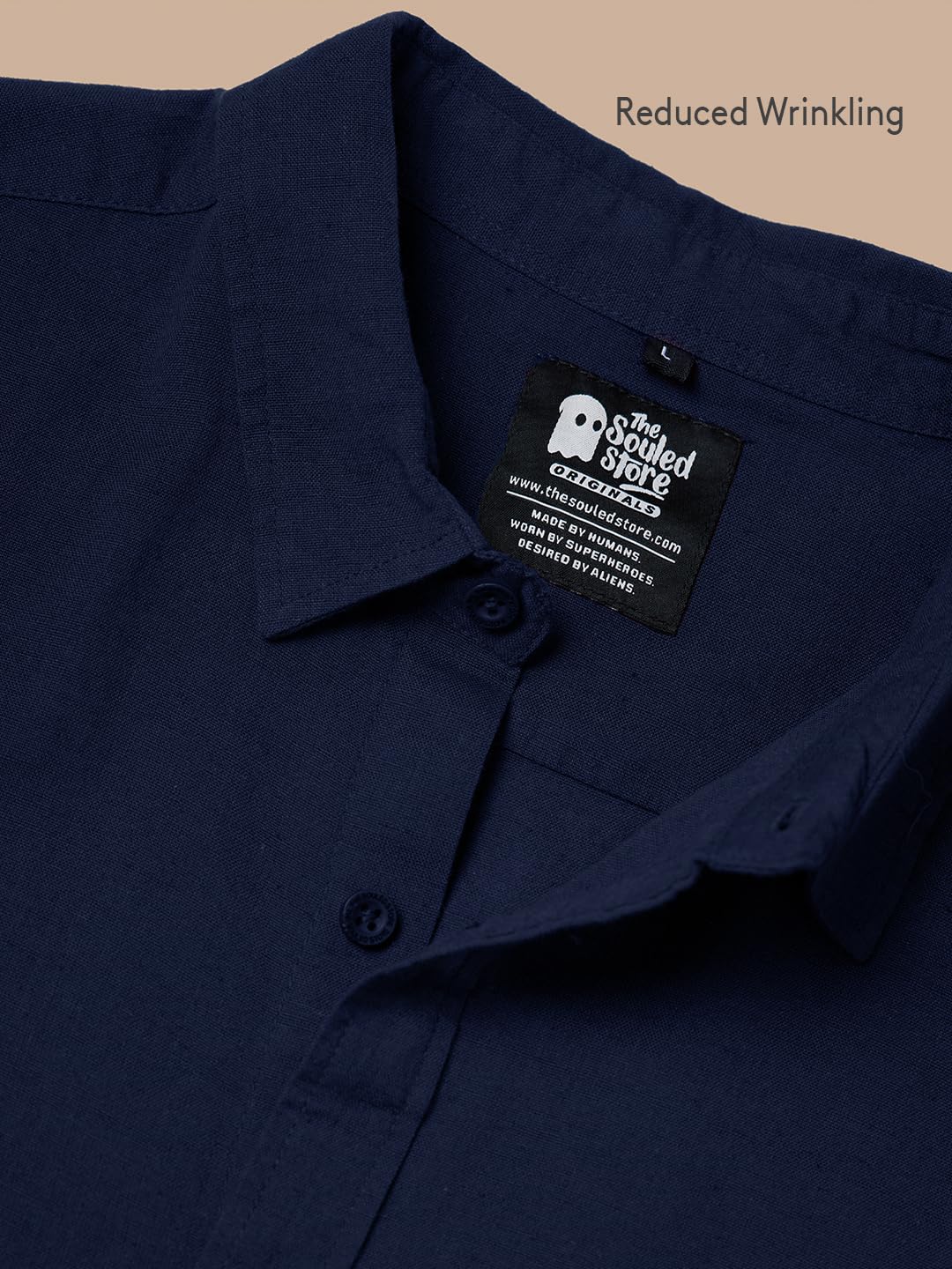 The Souled Store Cotton Linen: Men and Boys Regular Fit Full Sleeve Collared Neck Buttoned Spread Collar Casual Wear Breathable Lightweight Comfortable Easy to Style Office Wear Cotton Linen Shirts