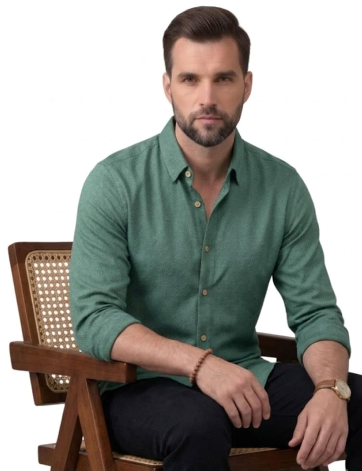 Men's Shirt Regular Fit Solid Pattern Linen Cotton with Long Sleeve Collared Neck Standard Length and Button Down Closure Type | Mens Casual Shirts | Man's Formal Shirts - Achord Store