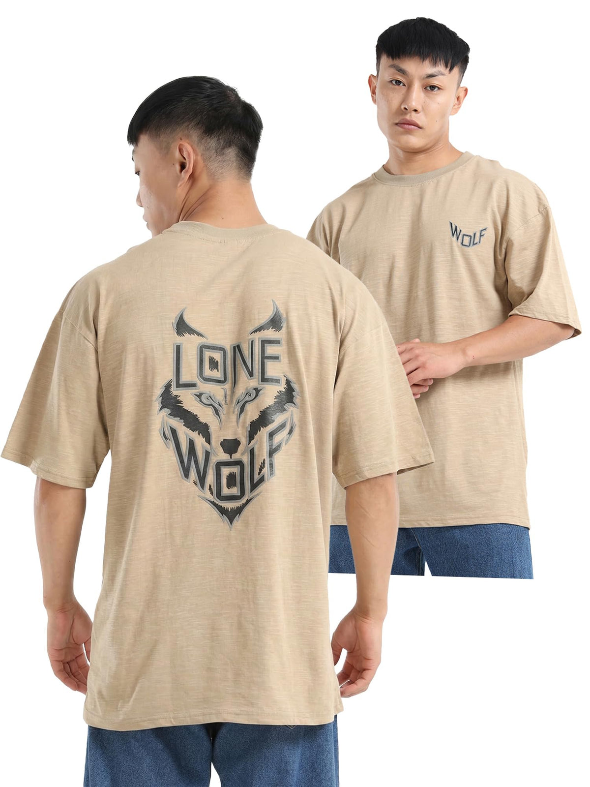 Mens Premium Branded Oversized Acid Wash T Shirt for Men 240 GSM Acid Wash Down Shoulder Graphic Printed Round Neck Oversize Fit Casual - Achord Store