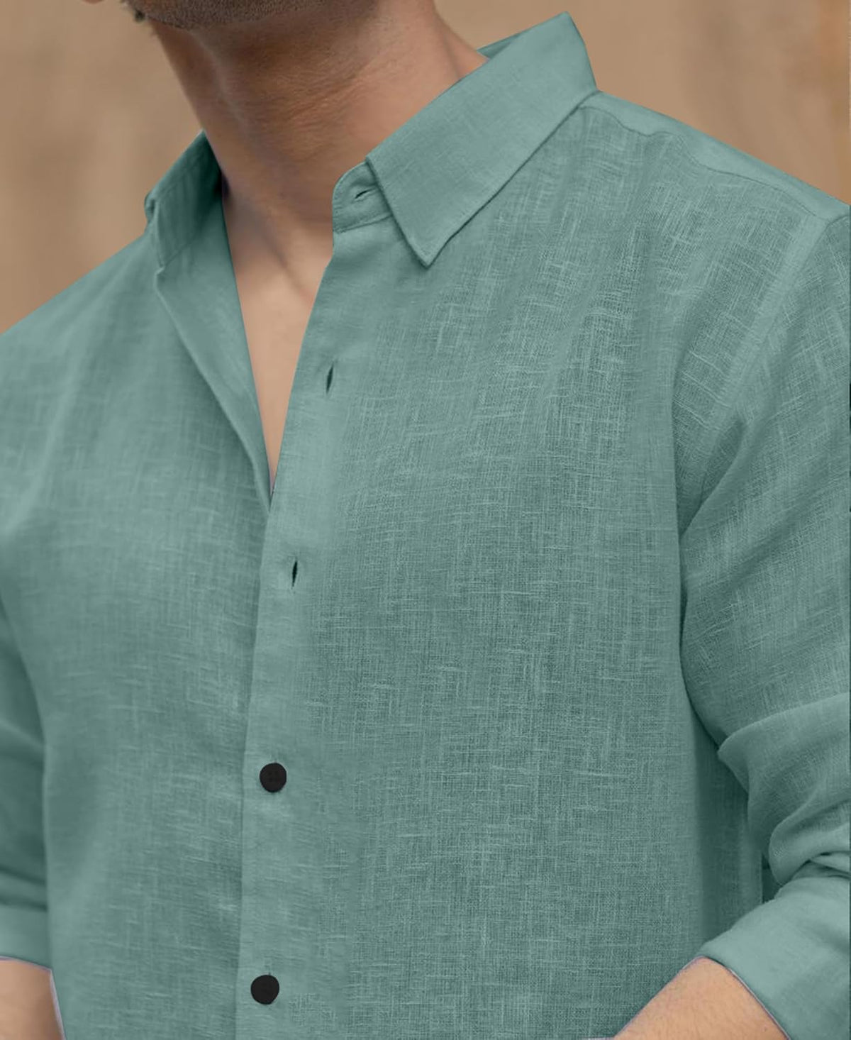 Men's Shirt Regular Fit Solid Pattern Linen Cotton with Long Sleeve Collared Neck Standard Length and Button Down Closure Type | Mens Casual Shirts | Man's Formal Shirts - Achord Store