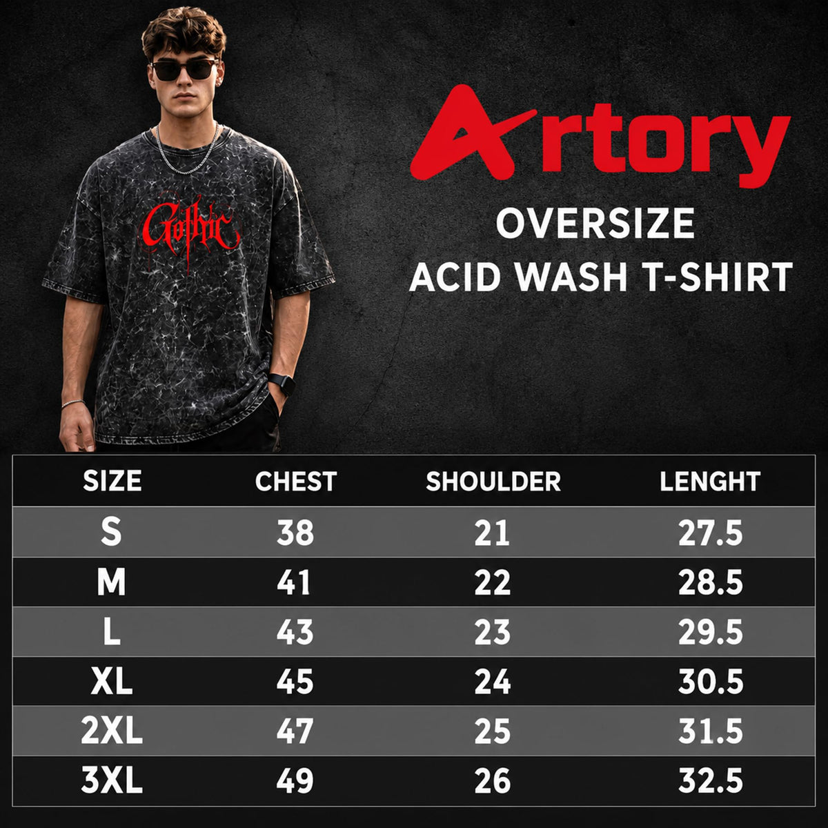Mens Premium Branded Oversized Acid Wash T Shirt for Men 240 GSM Acid Wash Down Shoulder Graphic Printed Round Neck Oversize Fit Casual - Achord Store