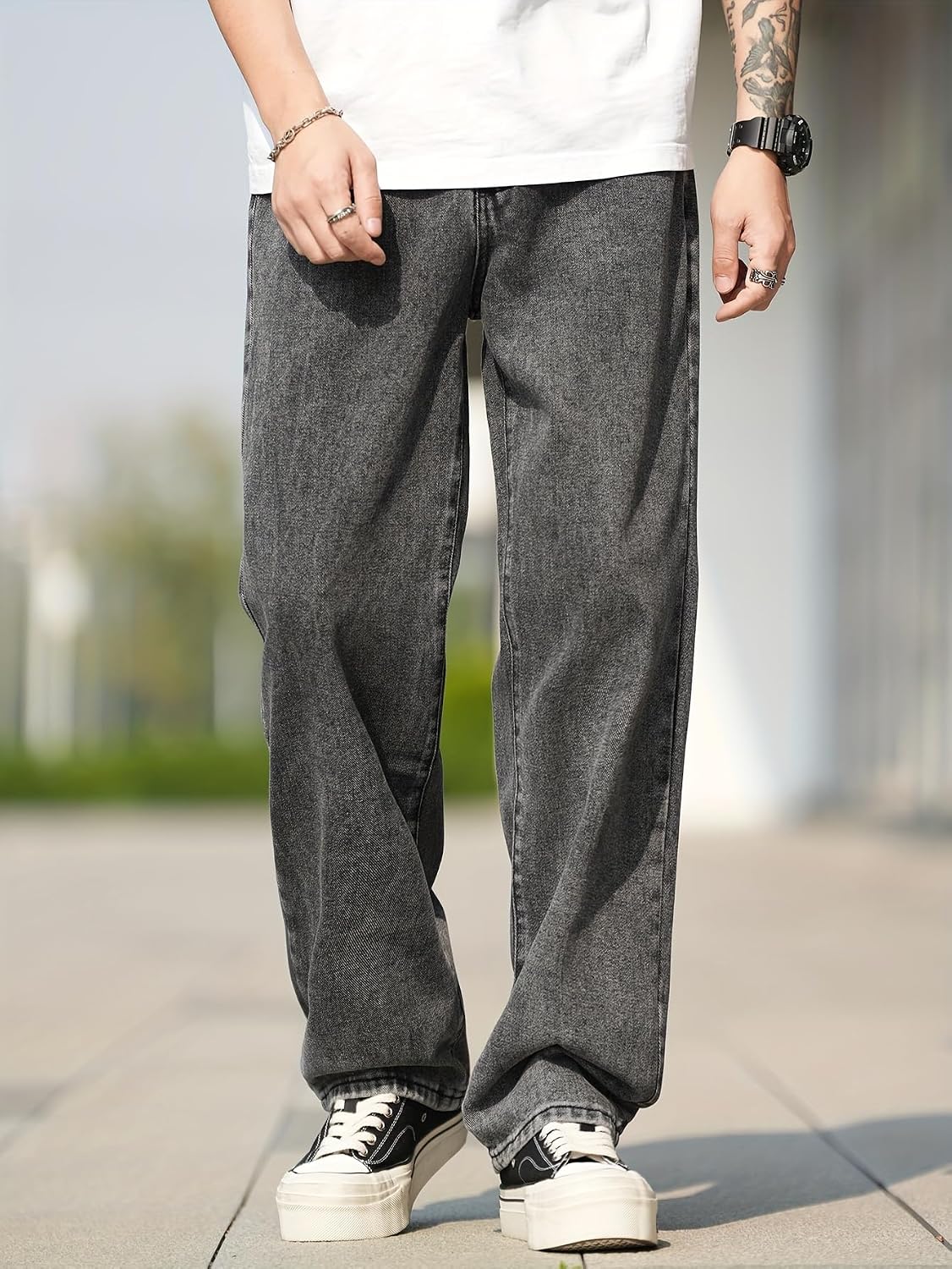 Jeans for Men | Denim Jeans | Relaxed Fit | Baggy Style | Wide Leg | Streetwear | Casual Wear | Everyday Comfort (U-20-21) - Achord Store